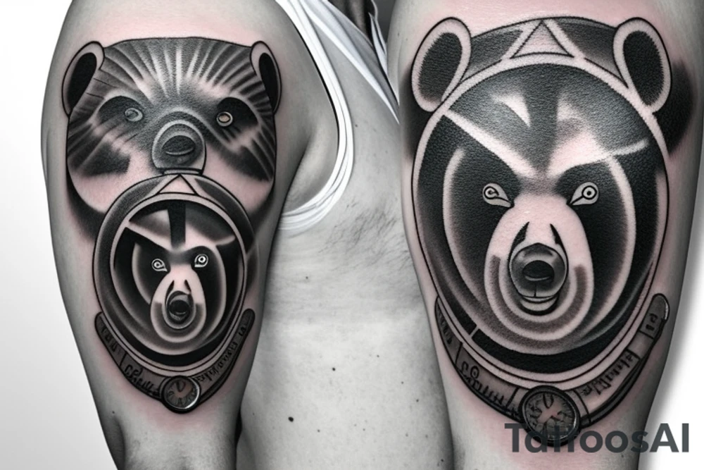bear cross clock bullet tattoo idea