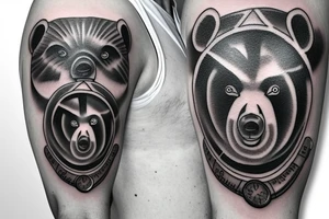 bear cross clock bullet tattoo idea