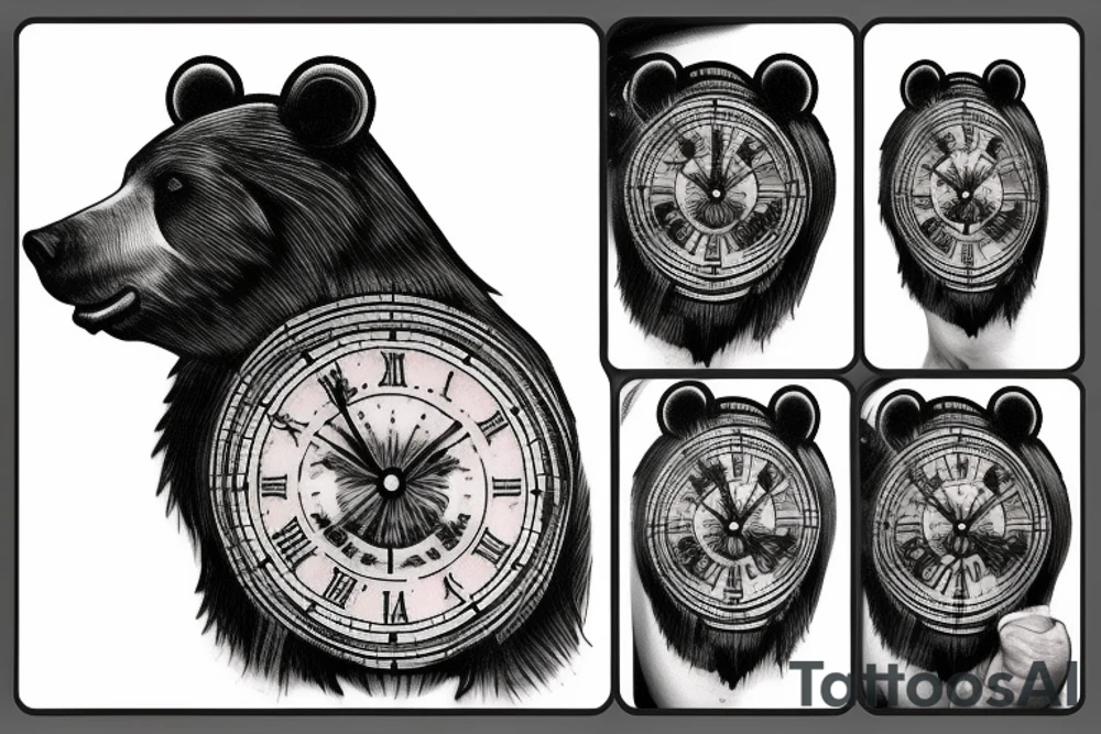 bear cross clock bullet tattoo idea