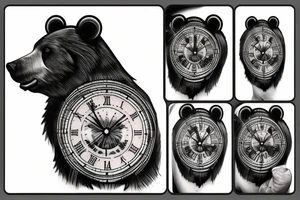 bear cross clock bullet tattoo idea