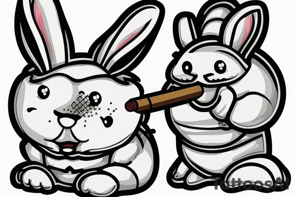 fat bunny smoking a cigar tattoo idea