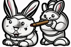 fat bunny smoking a cigar tattoo idea