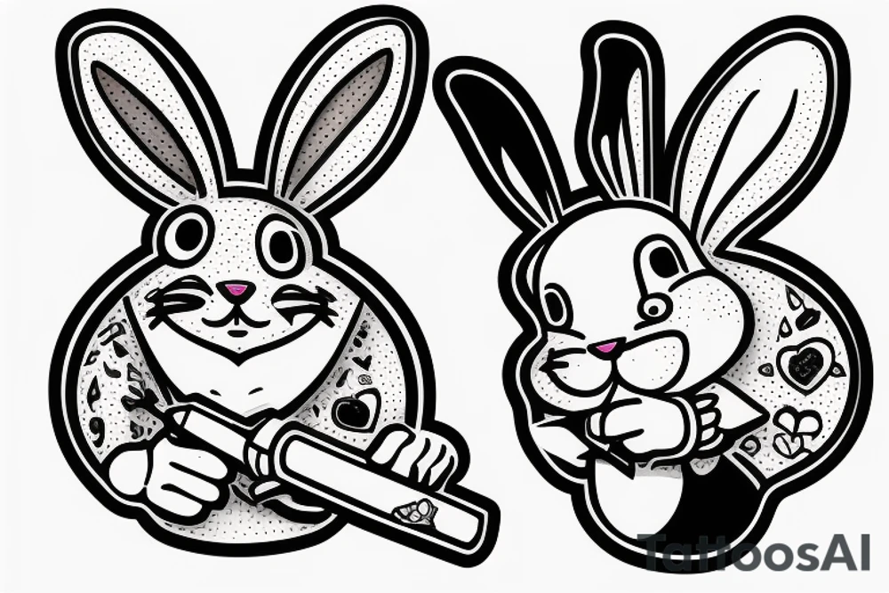 fat bunny smoking a cigar tattoo idea