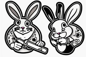 fat bunny smoking a cigar tattoo idea