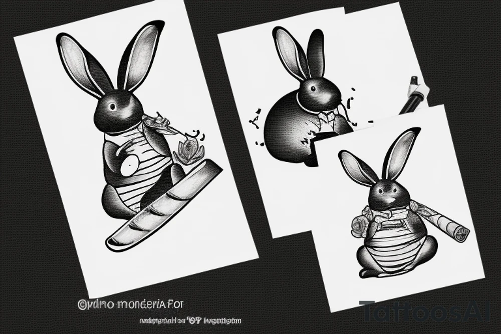 fat bunny smoking a cigar tattoo idea