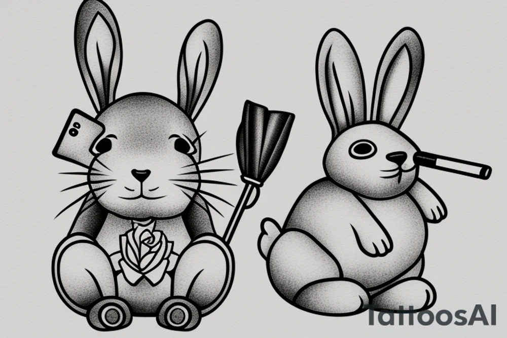 fat bunny smoking a cigar tattoo idea