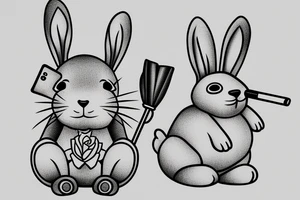 fat bunny smoking a cigar tattoo idea