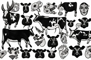 Cow folk art tattoo idea