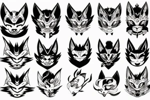 Oni mask and kitsune tattoo idea