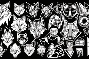 Wolf with cyberpunk 2077 electronic circuit tattoo idea