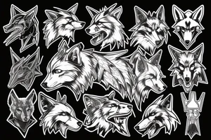 Wolf cyberpunk 2077 style with electronic circuit in background tattoo idea