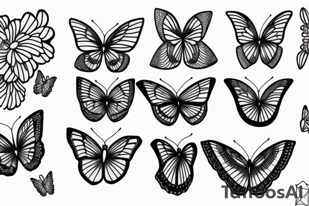 Butterflie fine lines tattoo idea