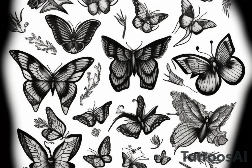Butterflie fine lines tattoo idea