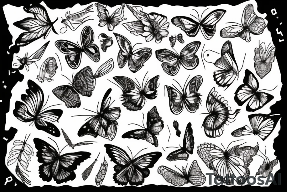 Butterflie fine lines tattoo idea
