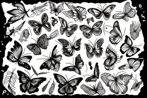 Butterflie fine lines tattoo idea