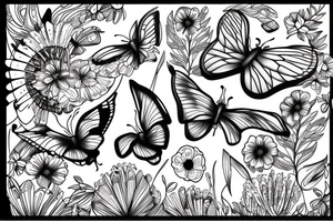 Butterflie fine lines tattoo idea