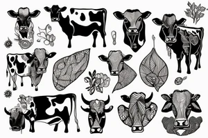 Cow folk art tattoo idea