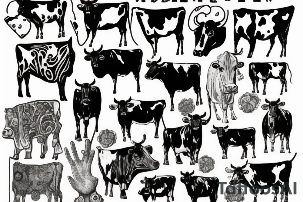 Cow folk art tattoo idea