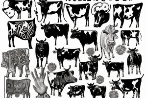 Cow folk art tattoo idea