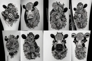 Cow folk art tattoo idea