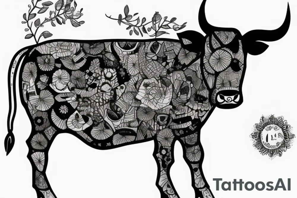 Beautiful female cow tattoo idea