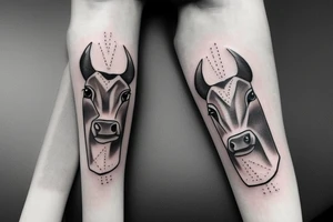 Beautiful female cow head with big glossy eyes tattoo idea