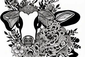 Beautiful female cow head with big glossy eyes tattoo idea