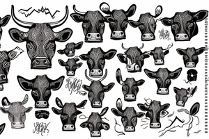 DMT cow with big glossy eyes tattoo idea