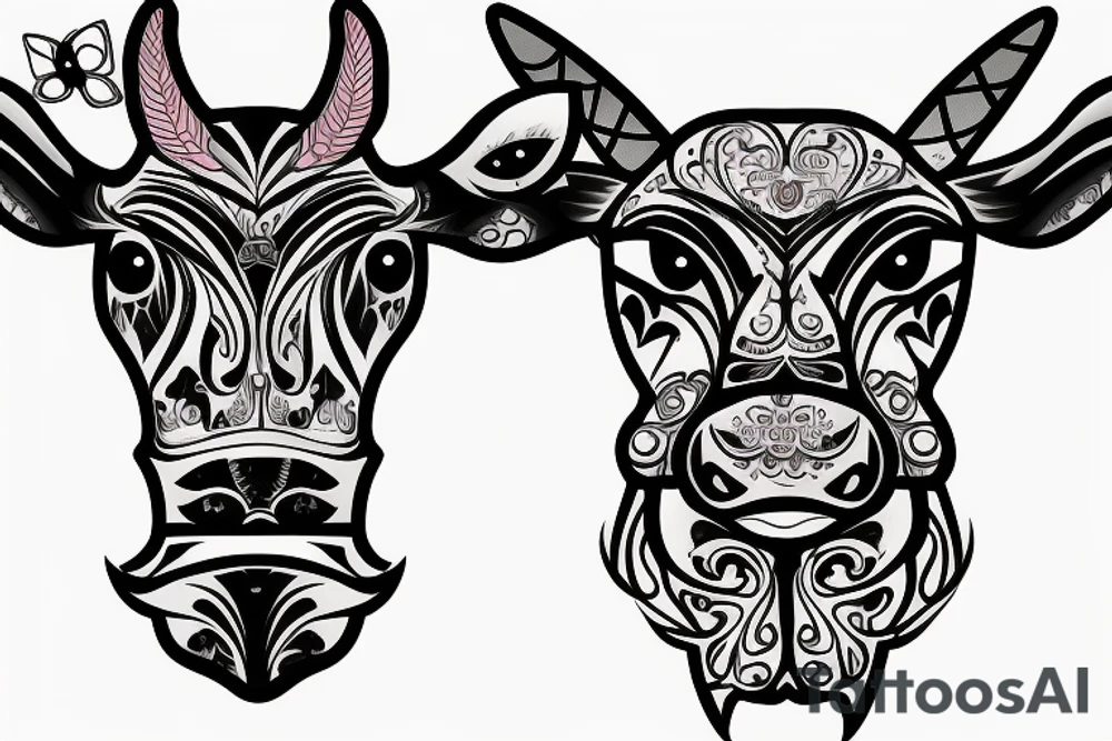 DMT cow with big glossy eyes tattoo idea