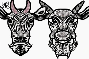 DMT cow with big glossy eyes tattoo idea