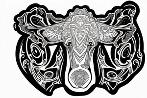DMT cow with big glossy eyes tattoo idea