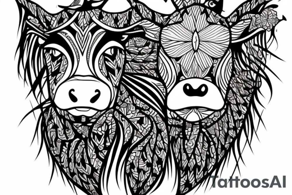DMT cow with big glossy eyes tattoo idea