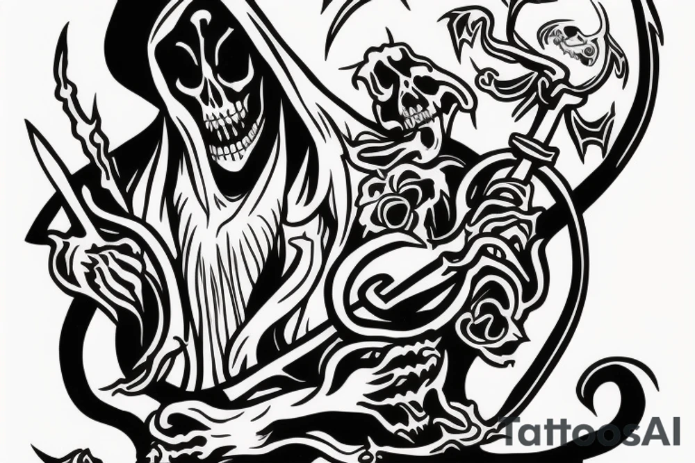 Grim reaper welcoming you into afterlife tattoo idea