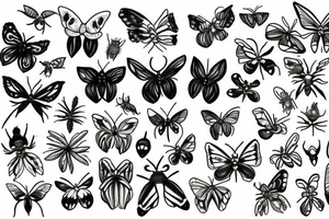 moths cottage core botanical scene tattoo idea