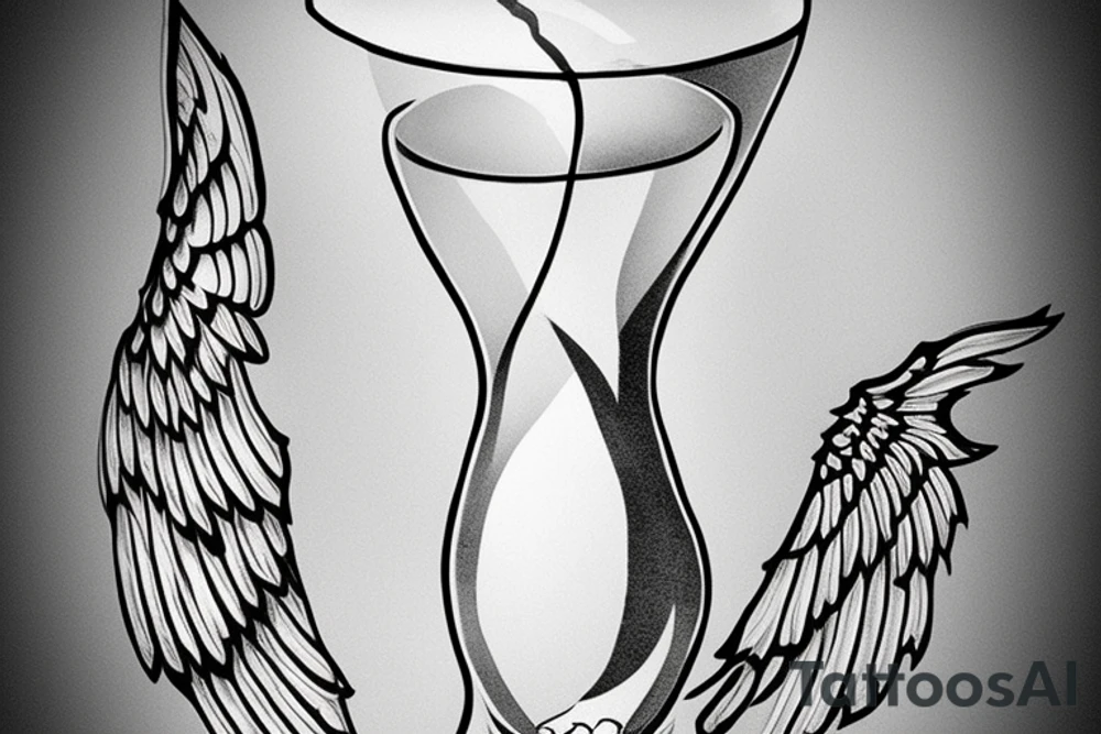 Half full hourglass with the sands coming out . Also include wings to show the fleeting nature of time tattoo idea