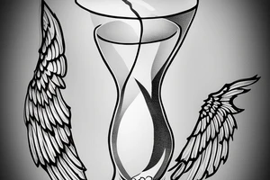 Half full hourglass with the sands coming out . Also include wings to show the fleeting nature of time tattoo idea