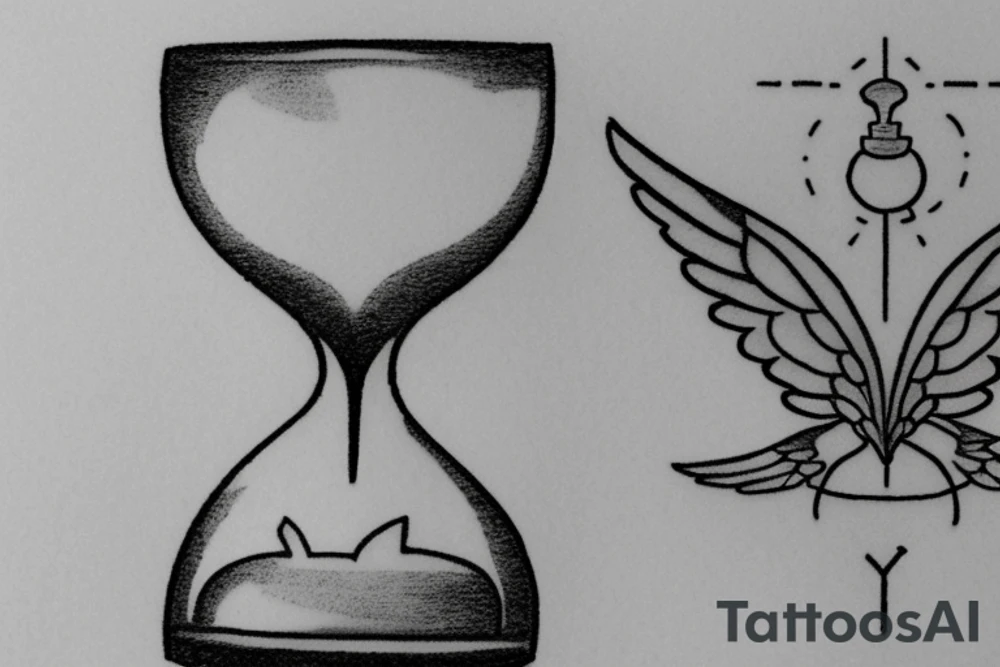 Half full hourglass with the sands coming out . Also include wings to show the fleeting nature of time tattoo idea