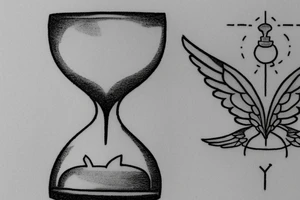 Half full hourglass with the sands coming out . Also include wings to show the fleeting nature of time tattoo idea