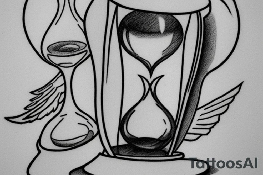 Half full hourglass with the sands coming out . Also include wings to show the fleeting nature of time tattoo idea
