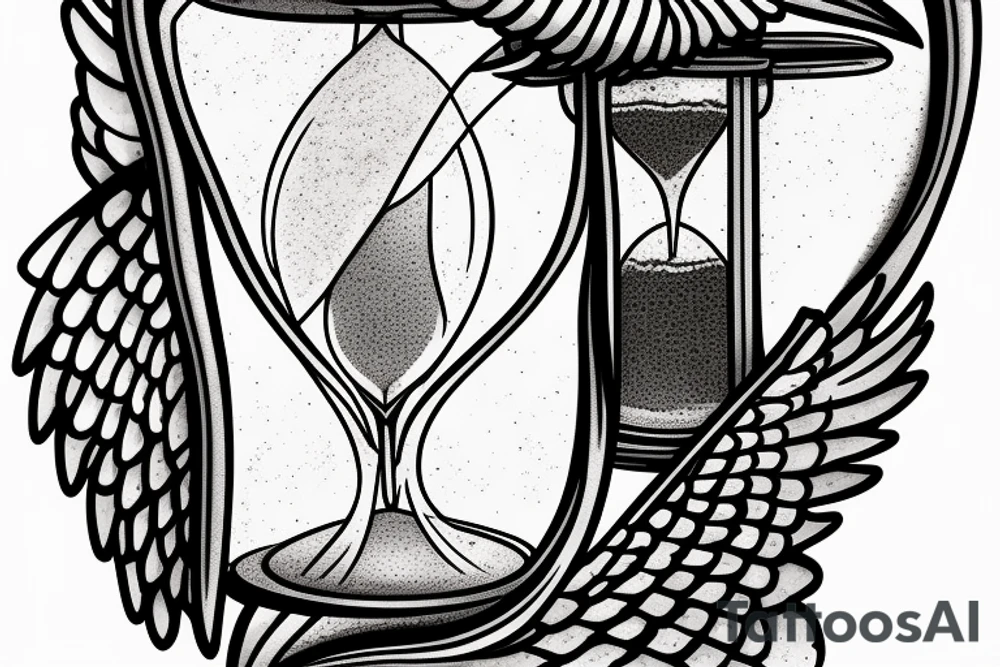 Half full hourglass with the sands coming out . Also include wings to show the fleeting nature of time tattoo idea