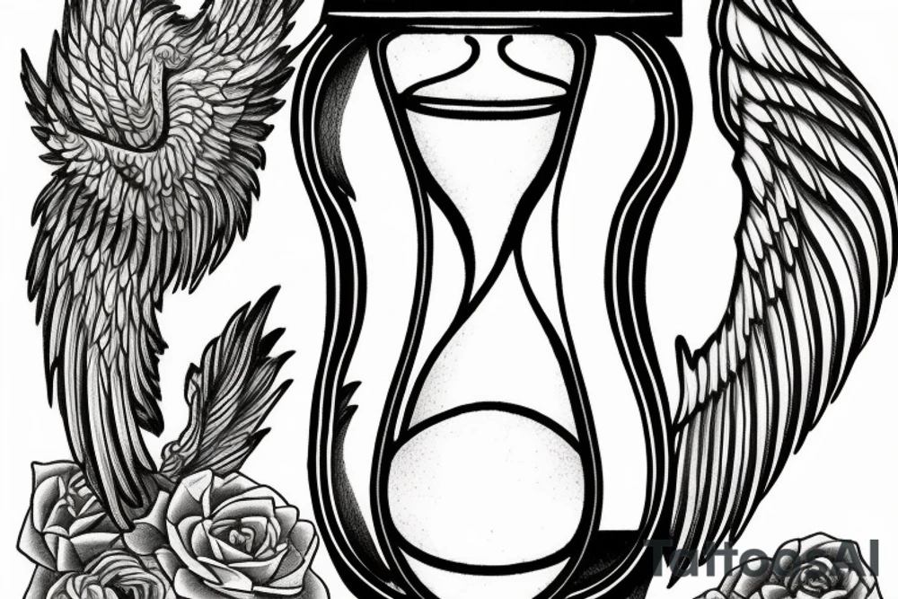 Half full hourglass with the sands coming out . Also include wings to show the fleeting nature of time tattoo idea
