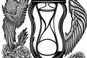 Half full hourglass with the sands coming out . Also include wings to show the fleeting nature of time tattoo idea