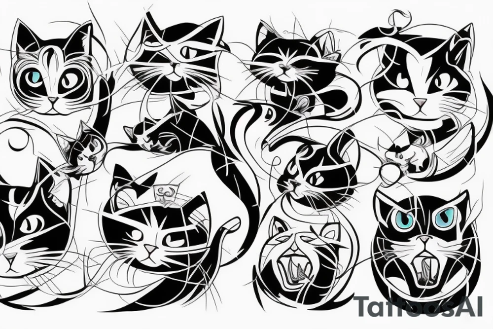 Angry cat hissing tattoo idea