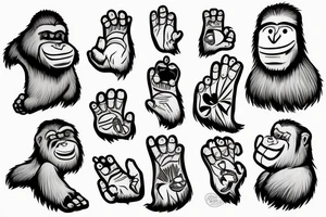 Smiling Bigfoot holding a puppy tattoo idea