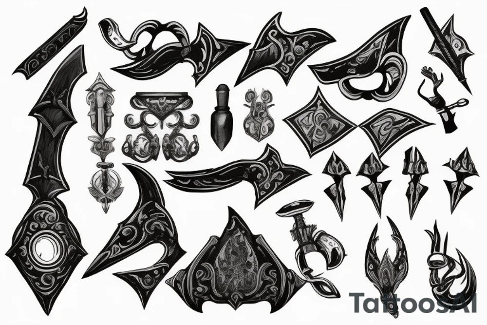 Black blade with a 7 pommel tattoo idea