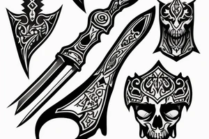 Black blade with a 7 pommel tattoo idea