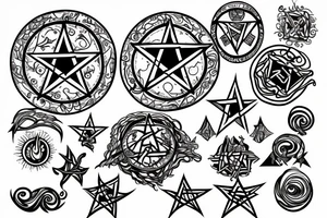 Pentacle with flames around it tattoo idea