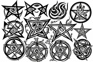 Pentacle with flames around it tattoo idea