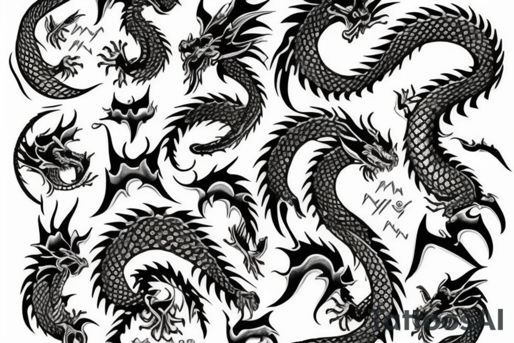 Dragon moon sun tattoo idea