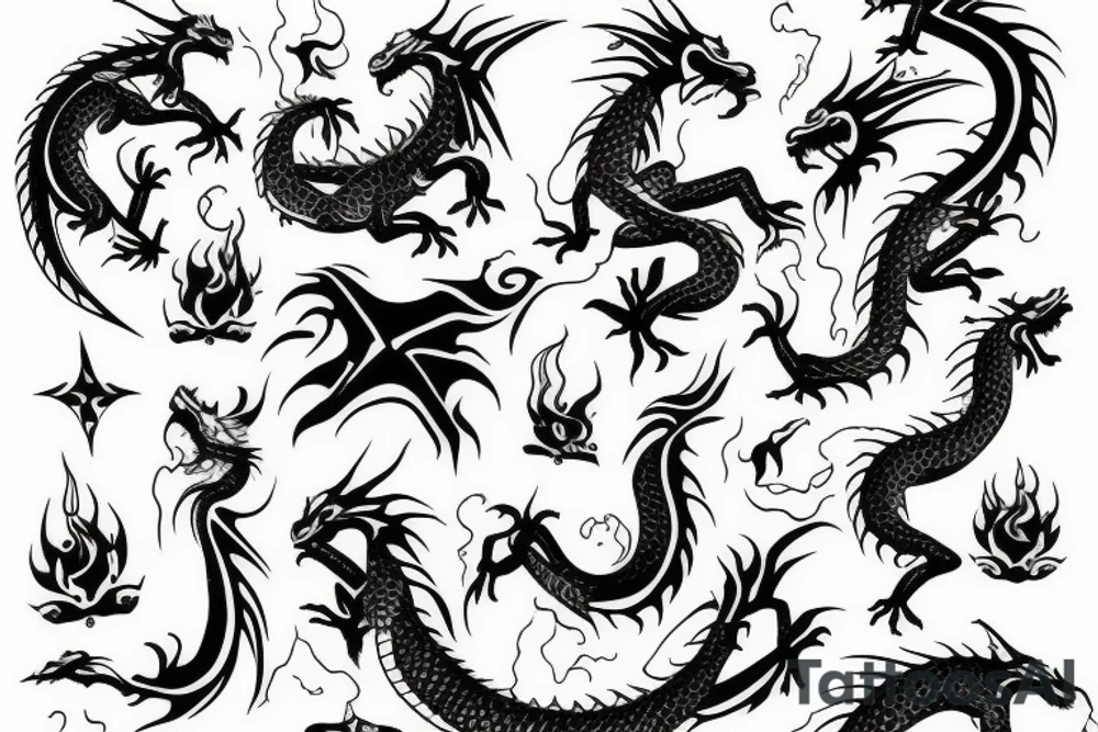 Dragon moon sun tattoo idea